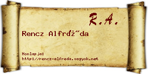 Rencz Alfréda névjegykártya